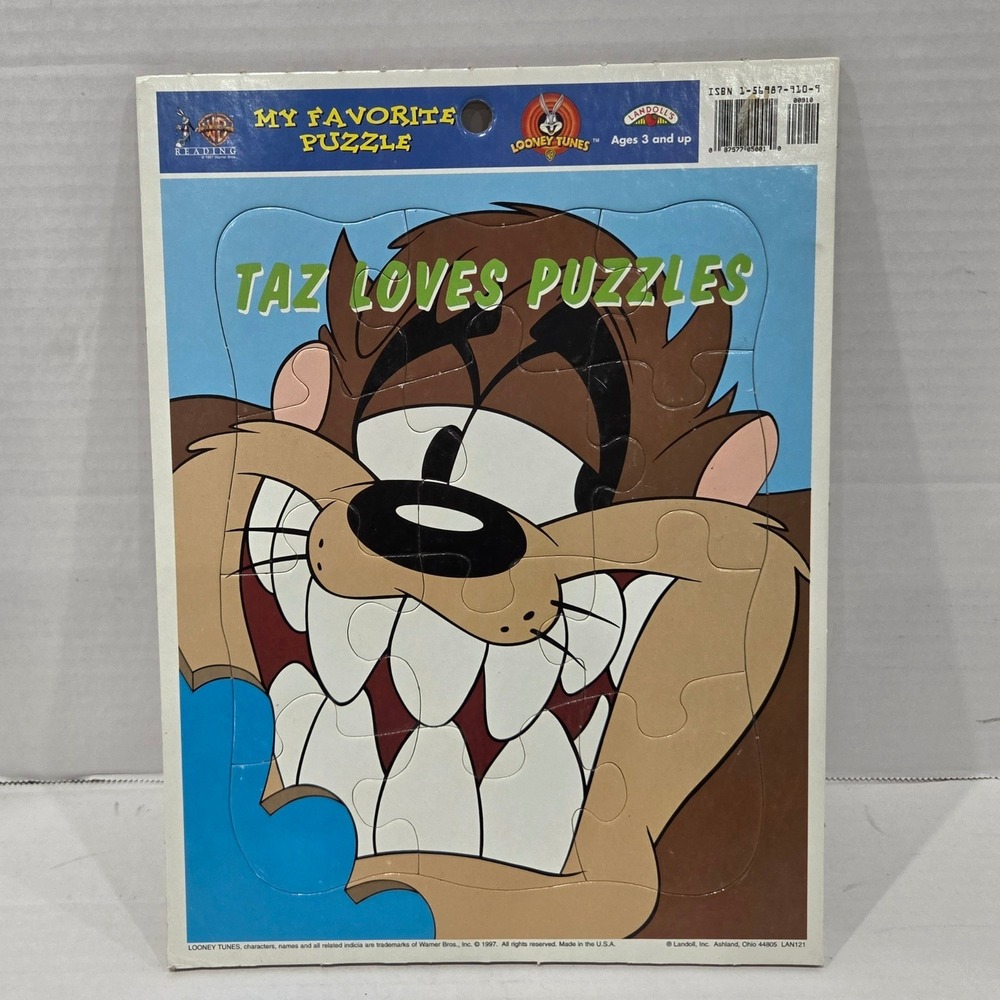 Vintage 1997 Looney Tunes Taz Loves Puzzles Landoll Frame Tray Puzzle 00910